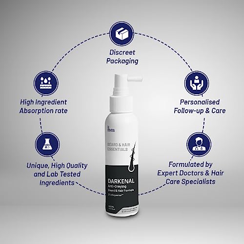 4x Formen Darkenal Anti Greying Hair Serum With 2% Greyverse | Naturally Pigmented, Hair Greying, Thinning & Shiny Hair | No Synthetic Colours, Melanin Synthesis - 60ml each (Pack Of 4)