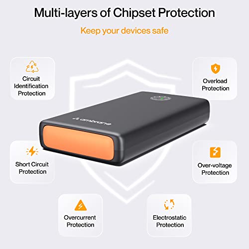 Ambrane 100W Fast Charging Powerbank for MacBook, Type C Laptop & Mobile Charging, 25,000mAh Battery, Triple Output, Power Delivery & Quick Charge (Powerlit Ultra, Black)