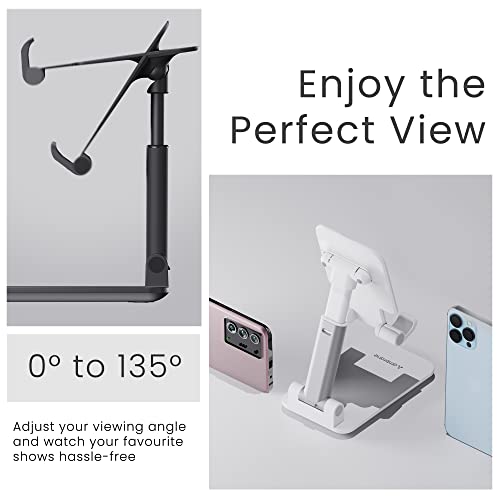 Ambrane Mobile Holding Tabletop Stand, 180 Perfect View, Height Adjustment, Wide Compatibility, Multipurpose, Anti-Skid Design (Twistand, Black)