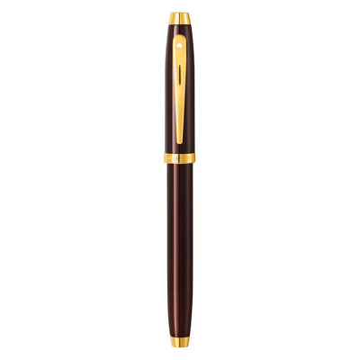 Sheaffer Gift 100 9370 Fountain Pen Glossy Coffee Brown with PVD Gold tone Trim | Fountain Pen Medium Nib | Premium Pen Gift Set