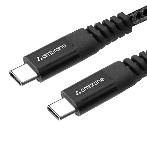 Ambrane Unbreakable 60W / 3A Fast Charging 1.5m Braided Type C to Type C Cable for Smartphones, Tablets, Laptops & other Type C devices, PD Technology, 480Mbps Data Sync (RCTT15, Black)