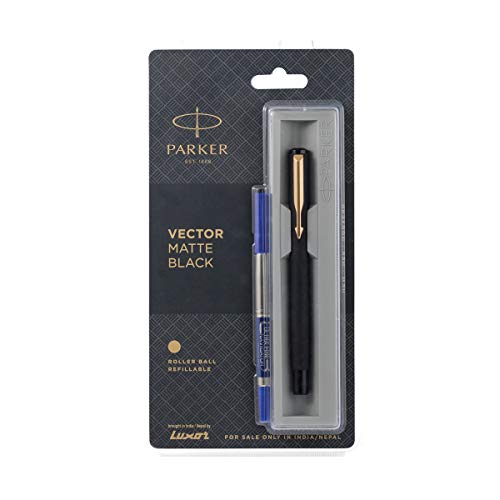 Parker Vector Gold Trim Roller Ball Pen - Blue Ink, Pack Of 1