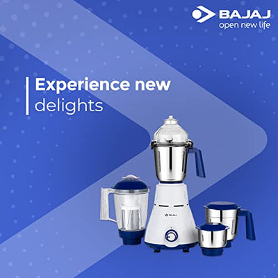 Bajaj Rex 750W Mixer Grinder with Nutri Pro Feature, 4 Jars, White (Indian Plug)