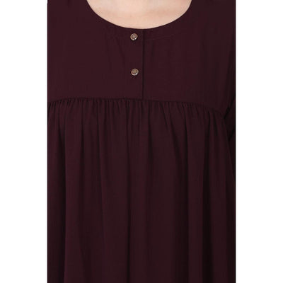 BT - Being Traditional Women’s Pleated Abaya Made in Nida Matte Fabric with Cuff Sleeves (2XL, Burgundy)