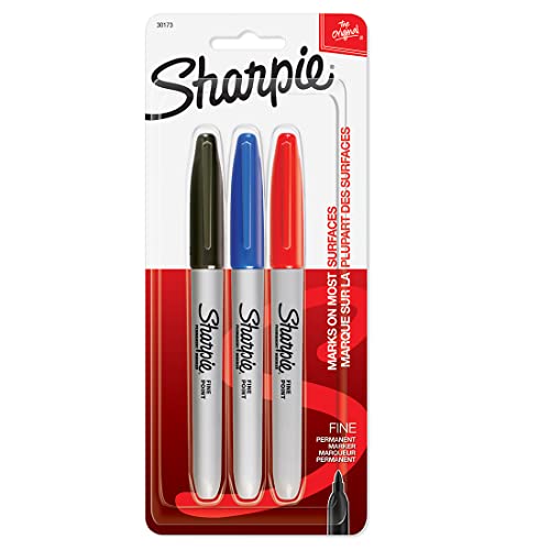 Sharpie Fine Tip Permanent Marker, Assorted, 3 Markers