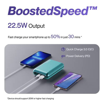 Ambrane 20000 mAh Power Bank with 22.5W Fast Charging, Compact Size, Triple Output, Type C PD (Input & Output), Li-Polymer, Metallic Body, Made in India + Type C Cable (Powerlit XL, Green)