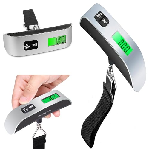 COOFANDY Portable Handy Pocket Smile Mini Electronic Digital Luggage, Hanging Scale with Backlit LCD Display, Travel Weight, Portable Weighing Scale with Hook, Temperature Sensor Battery Included
