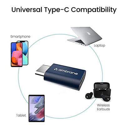 Ambrane Type-C to Micro USB OTG Adapter for 3A Fast Charging and Data Sync- Compatible with All Type-C Enabled Devices Blue