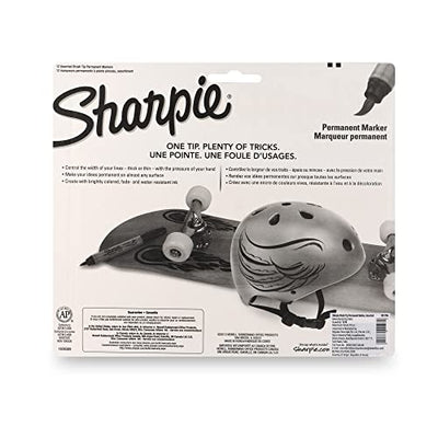 Sharpie Brush Tip Permanent Marker, Assorted, 12 Markers