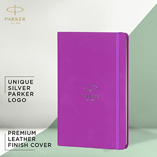 Parker Vector Standard Chrome Trim Roller Ball Pen With Purple Notebook Gift Set - Blue Ink, Pack Of 1