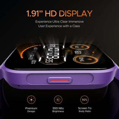 boAt Xtend Call Plus Smart Watch with 1.91" HD Display, Advanced BT Calling, Coins, ENx Tech, HR & SpO2, English & Hindi Languages, Multiple Watch Faces,100+Sports Modes(Deep Purple)