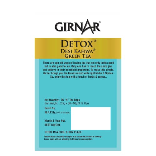 Girnar Detox Green Tea - Desi Kahwa (36 Tea Bags) 90 gm