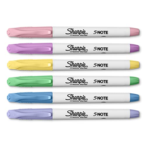 Sharpie S-Note Creative Markers, Chisel Tip,Assorted, 6 Markers