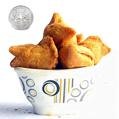 3x GHASITARAM'S  Farsan Samosa With Free Silver Plated Coin, 300 gm each - Pack of 3
