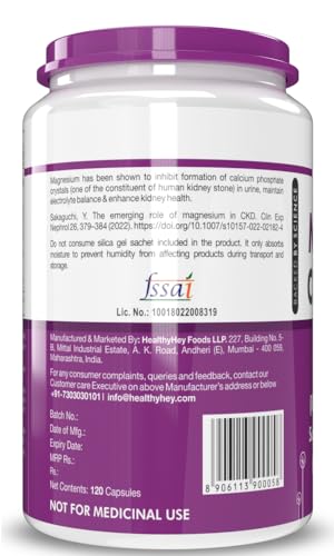 HealthyHey Nutrition Magnesium Citrate-120 Vegetable Capsules