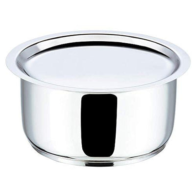 Vinod Stainless Steel Regular Saucepan (1 Litre) & Capsule Bottom Tope (1.8 Litre) with Lid(Induction and Gas Stove Friendly), 2 Years Warranty, Silver