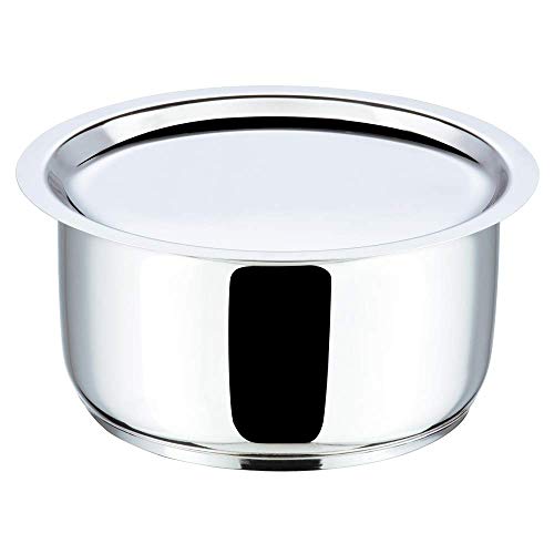 Vinod Stainless Steel Regular Saucepan (1 Litre) & Capsule Bottom Tope (1.8 Litre) with Lid(Induction and Gas Stove Friendly), 2 Years Warranty, Silver