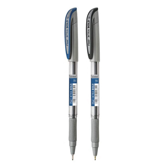 FLAIR Xtra Bold Ball Pen Stand - Tip Size 1.0 mm - Bold Writing With Comfortable Grip - Smooth Ink Flow System For Smudge Free Writing - Blue & Black Ink, Pack of 50