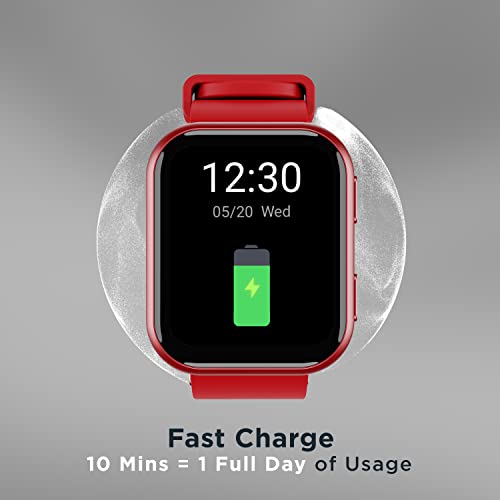 boAt Blaze Smart Watch with 1.75” HD Display, Fast Charge, Apollo 3 Blue Plus Processor, 24x7 Heart Rate & SpO2 Monitor, Multiple Watch Faces, Multiple Sports Modes & 7 Days Battery Life(Raging Red)