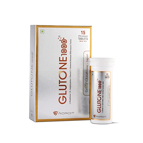 Glutone 1000 – Setria L-Glutathione Effervescent Tablets | Vitamin C 40mg | For Radiant Glow | Evens Skin Tone | 15 Tablets