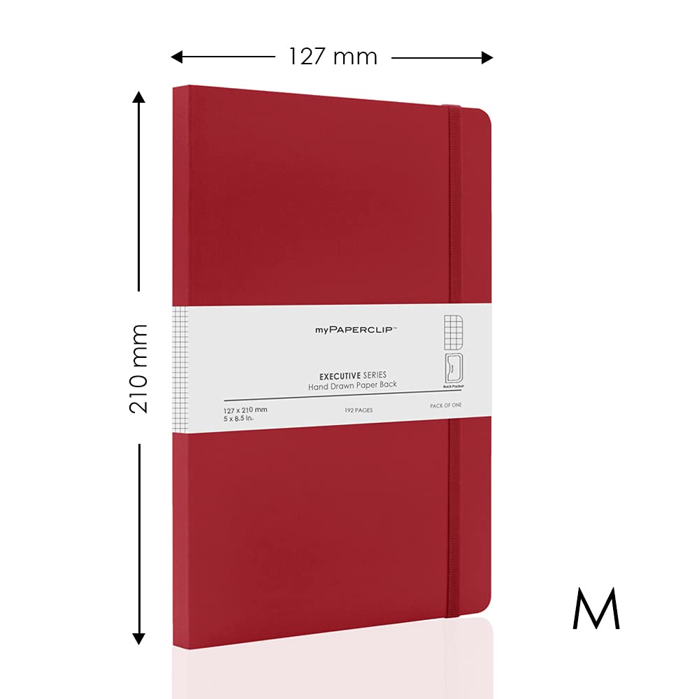 Mypaperclip Executive Series Notebook, Medium (127 X 210Mm, 5 X 8.25 In.) Checks, Esx192M-C Red