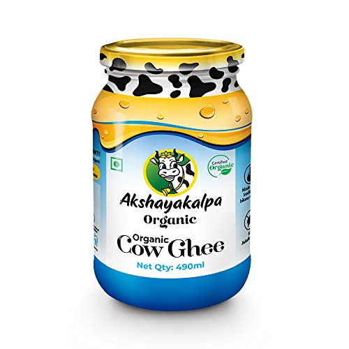 Akshayakalpa Organic Cow Ghee – Pure organic ghee, traditionally-churned, chemical-free, granular ghee, nutritious by nature (490 ml)