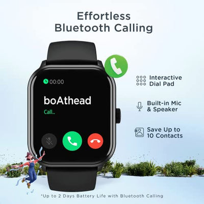 boAt Wave Edge Smart Watch with 1.85" HD Display, Advanced Bluetooth Calling Chip, Functional Crown, 100+ Sports Modes,Widget Control,AI Voice Assistance,Inbuilt Games, IP68(Active Black)