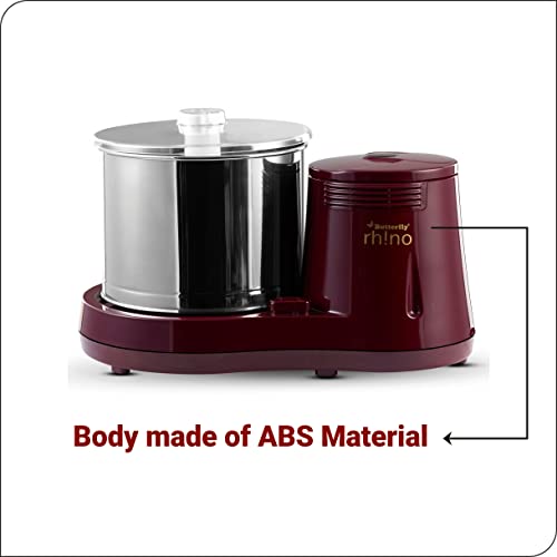 Butterfly Rhino Tabletop Wet Grinder 2 Litre, 150 W, 230 V, AC 50Hz, Cherry Red
