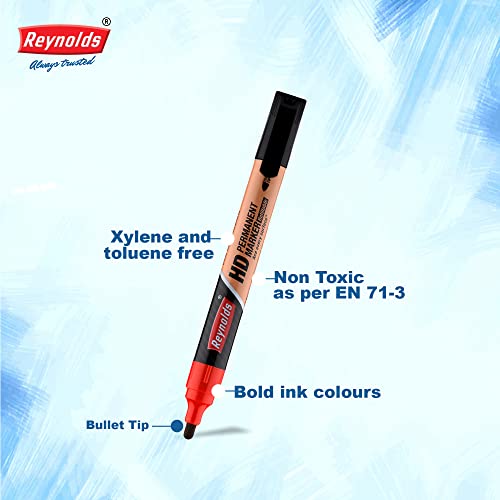 Reynolds HD permanent marker - Red Ink, Pack of 10