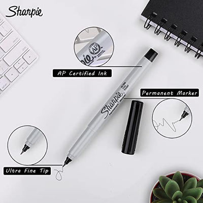 Sharpie Ultra Fine Tip Permanent Marker, Black, 2 Markers