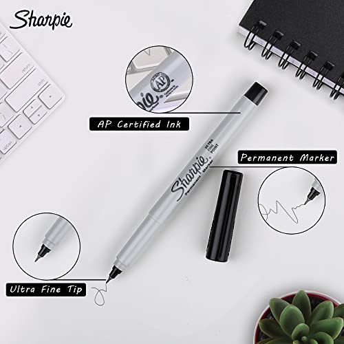Sharpie Ultra Fine Tip Permanent Marker, Black, 2 Markers