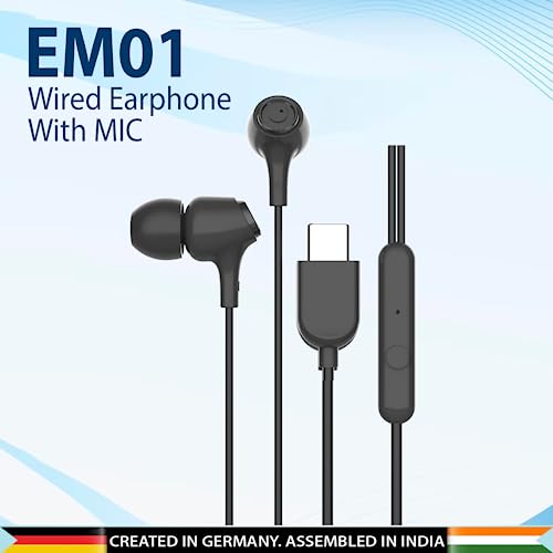 Blaupunkt EM01 in-Ear Type C Wired Earphone with Mic and Deep Bass HD Sound Mobile Headset with Noise Isolation