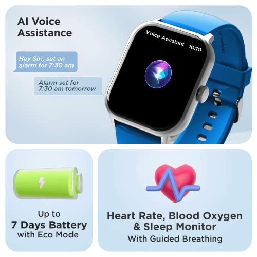 boAt Wave Edge Smart Watch with 1.85" HD Display, Advanced Bluetooth Calling Chip, Functional Crown, 100+ Sports Modes,Widget Control,AI Voice Assistance,Inbuilt Games, IP68(Deep Blue)