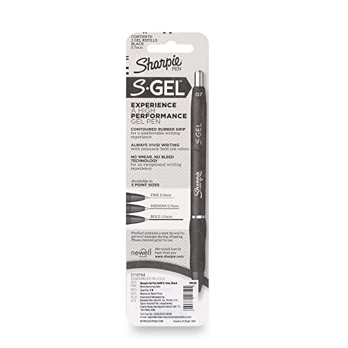 Sharpie Gel Pen Refill 0.7Mm Black, 2 Markers