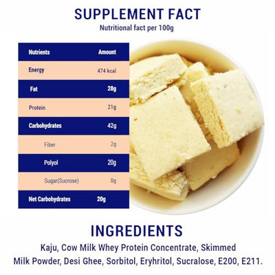 Diabexy Desi Ghee Sugar Free Kaju Barfi - 200g