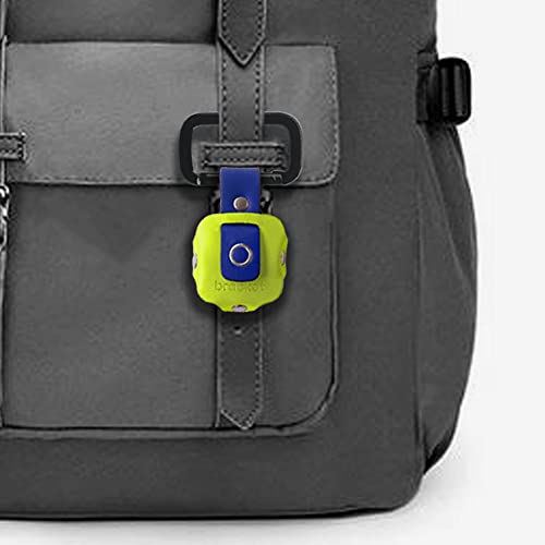 Airtag Premium Leather Key Ring Holder Case Cover Compatible with Apple Airtag, Comes with Metal Carabiner & Transparent AirTag Protective Film (1- Pack, Light Yellow and Blue) (AirTag Not Included)