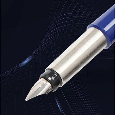 Parker Vector Standard Calligraphy Chrome Trim Fountain Pen - Blue Ink, Pack Of 1