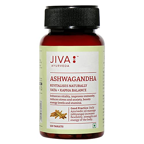 Jiva Ashwagandha Tablet - Pure Herbs Used, Daily Energizer, Revitalize Body & Mind - 120 Tablet (Pack of 1)