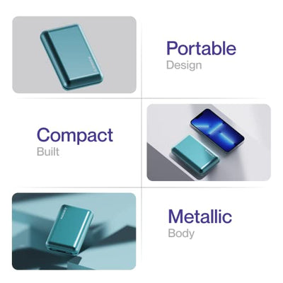 Ambrane 20000 mAh Power Bank with 22.5W Fast Charging, Compact Size, Triple Output, Type C PD (Input & Output), Li-Polymer, Metallic Body, Made in India + Type C Cable (Powerlit XL, Green)