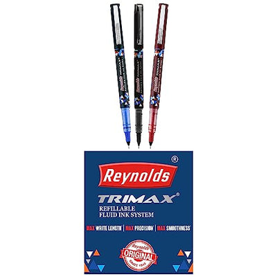 Reynolds Trimax 0.5mm Gel Pen - 3 Blue, 1 Black & 1 Red, Pack of 5