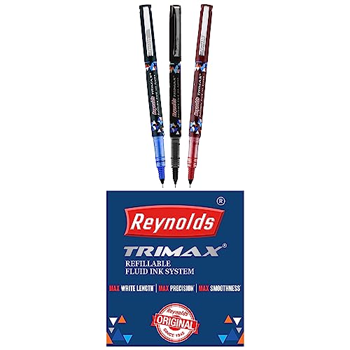 Reynolds Trimax 0.5mm Gel Pen - 3 Blue, 1 Black & 1 Red, Pack of 5