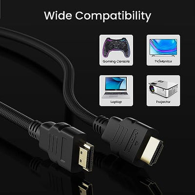 Ambrane 1.5m High Speed HDMI Cable Supports 3D, 4K, ARC & CEC Extension, Gold Plated Connectors, Compatible with HDMI-Enabled TV, Set Top Box, Blu-ray, Gaming Consoles (AHDMS-15 Black)