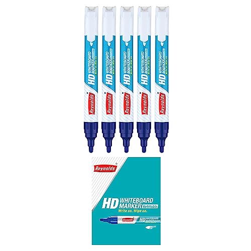 Reynolds HD Whiteboard Marker - Blue Ink, Pack of 5