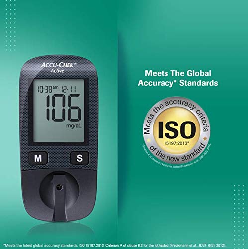 Accu-Chek Active Blood Glucose Glucometer Kit With Vial Of 10 Strips, 10 Lancets And A Lancing Device Free For Accurate Blood Sugar Testing
