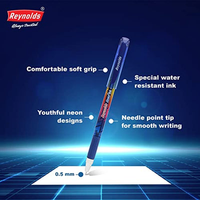 Reynolds Racer 0.5mm Gel Pen - Blue Ink, Pack of 15
