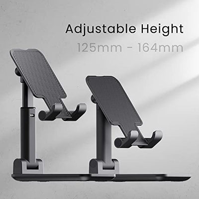 Ambrane Mobile Holding Tabletop Stand, 180 Perfect View, Height Adjustment, Wide Compatibility, Multipurpose, Anti-Skid Design (Twistand, Black)