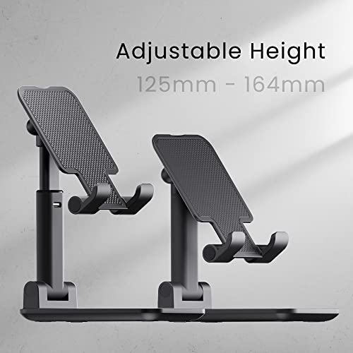 Ambrane Mobile Holding Tabletop Stand, 180 Perfect View, Height Adjustment, Wide Compatibility, Multipurpose, Anti-Skid Design (Twistand, Black)