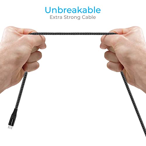 Ambrane Unbreakable 60W / 3A Fast Charging 1.5m Braided Type C to Type C Cable for Smartphones, Tablets, Laptops & other Type C devices, PD Technology, 480Mbps Data Sync (RCTT15, Black)