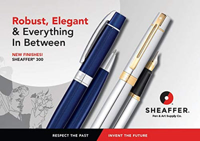 Sheaffer Gift 300 9341 Glossy Blue Ballpoint Pen with Chrome Plated Trim | Luxury Pen Gift Sets