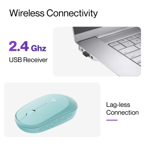 Ambrane SliQ Wireless Optical Mouse with 2.4GHz, USB Nano Dongle, 3 Keys with Silent Clicks, 1200 DPI, Comfortable Grip (Green)